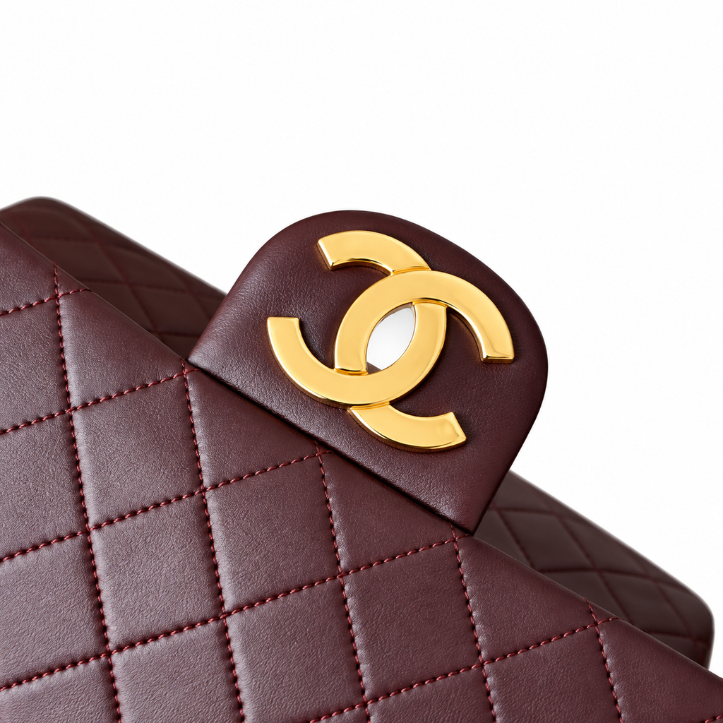 Chanel Quilted Lambskin CC Turn-Lock Backpack Burgundy Gold 28cm