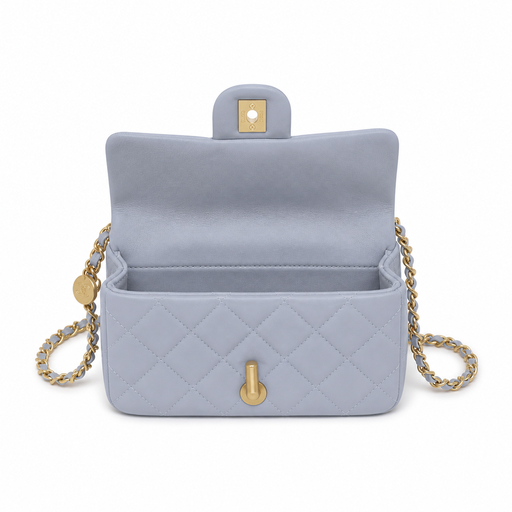 Chanel Classic Flap Bag | CC Turn-Lock Leather Chain Satin Interior — 20x13cm