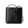 Chanel Bucket Bag Black Quilted Lambskin | Gold CC Drawstring & Mauve Interior — 23cm