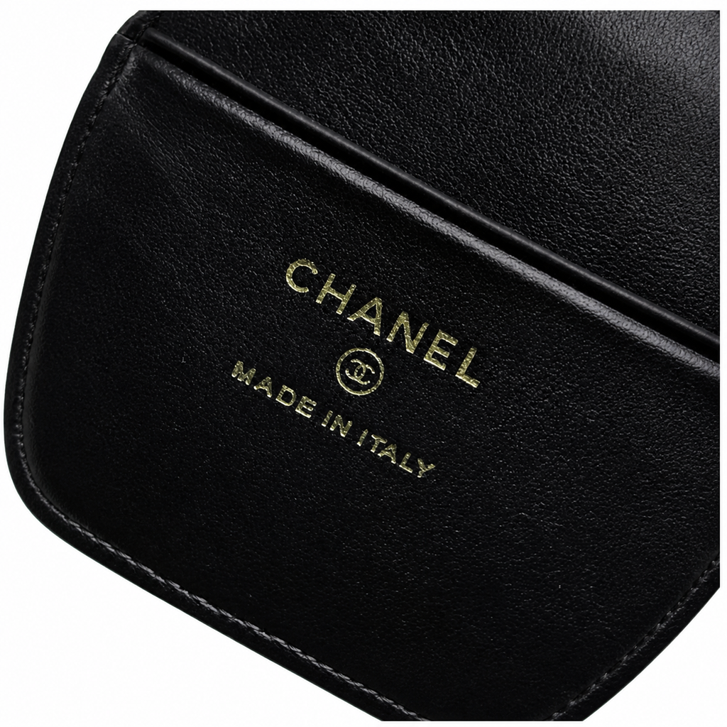 Chanel Black Croc-Embossed Mini Bowling Bag | Dual Gold Zippers — 19cm