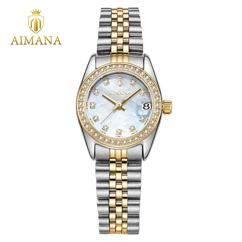 Aimana — Two-Tone Steel & Gold, Diamond Bezel, White MOP Dial & Jubilee Bracelet, Women