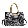 Leopard Print Patent Bow Handbag